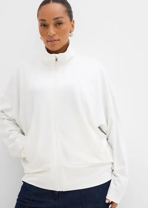 Felpa con zip in morbido Punto di Roma, bonprix