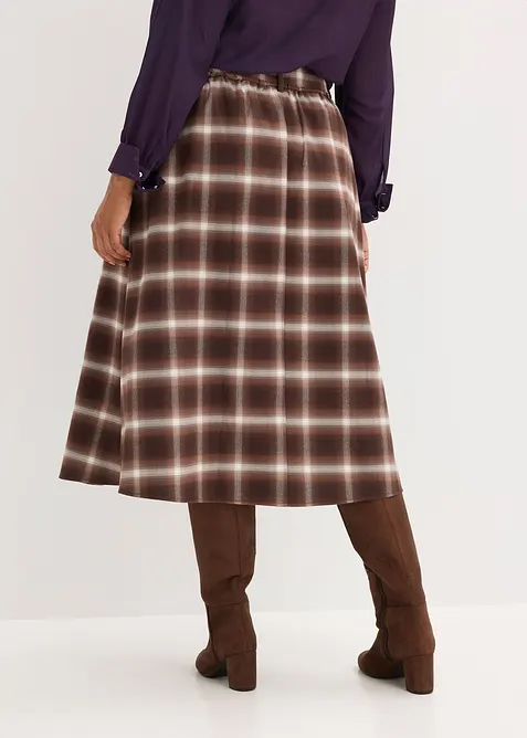 Gonna a pieghe a quadri e cintura (set 2 pezzi), bonprix