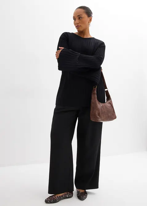 Maglione plissettato in filato fine di misto viscosa, bonprix