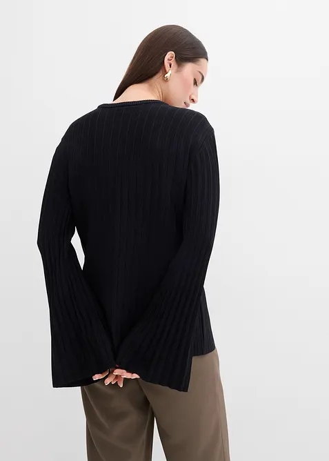 Maglione plissettato in filato fine di misto viscosa, bonprix