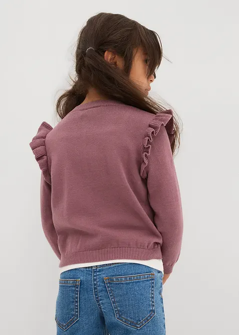 Cardigan in filato fine con volant alle maniche, bonprix