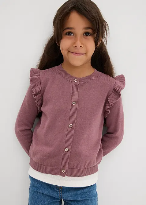 Cardigan in filato fine con volant alle maniche, bonprix