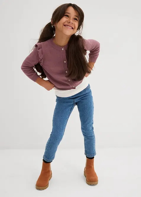 Cardigan in filato fine con volant alle maniche, bonprix