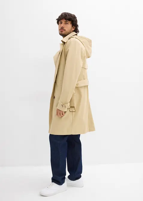 Trench 2 in 1 con cappuccio staccabile, idrorepellente, bonprix