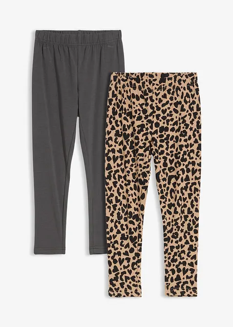 Leggings in misto cotone biologico elasticizzato (pacco da 2), bonprix