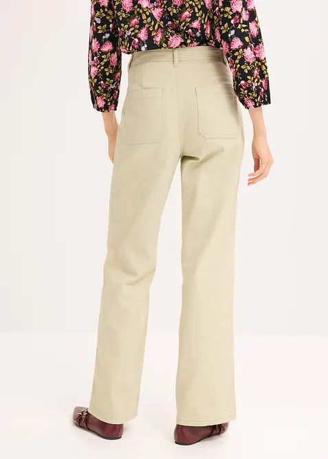 Pantaloni in twill di puro cotone, vita alta, bonprix