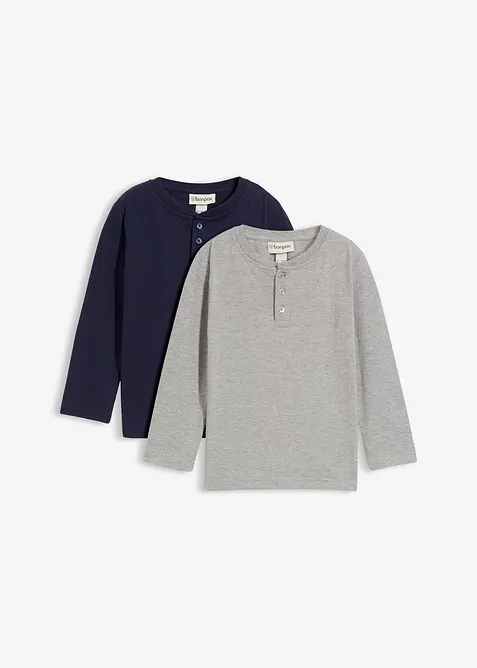 Maglia serafino a maniche lunghe con cotone biologico (pacco da 2), bonprix