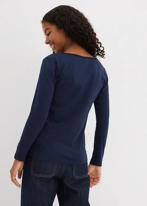 Maglia a maniche lunghe con cotone biologico (pacco da 2), bonprix