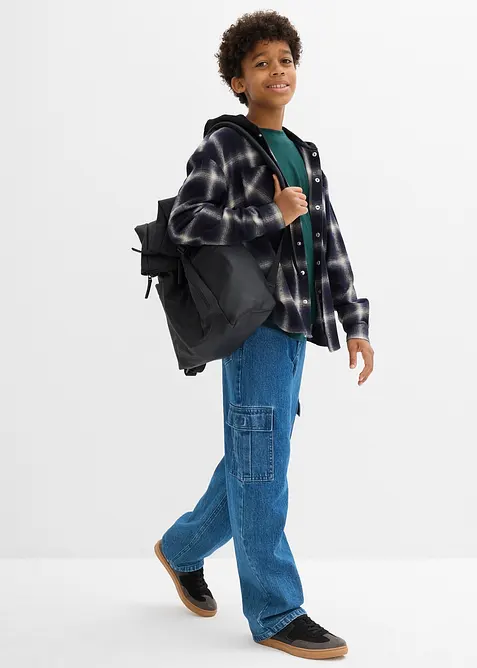 Camicia di flanella con cappuccio a maniche lunghe, bonprix