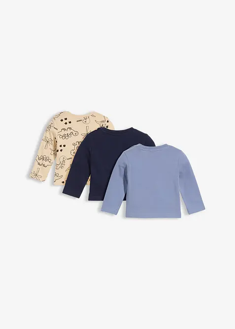 Maglia lunga in puro cotone biologico (pacco da 3), bonprix