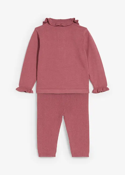 Maglia con colletto con volant e leggings (set 2 pezzi), bonprix