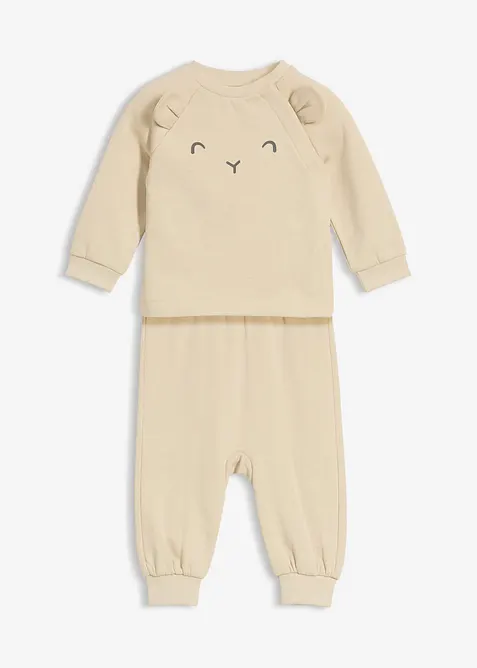 Felpa e pantaloni morbidi con cotone biologico (set 2 pezzi), bonprix