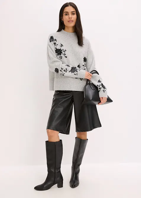 Maglione con ricamo e paillettes, bonprix