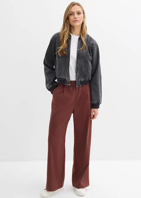 Pantaloni larghi in simil lana, bonprix