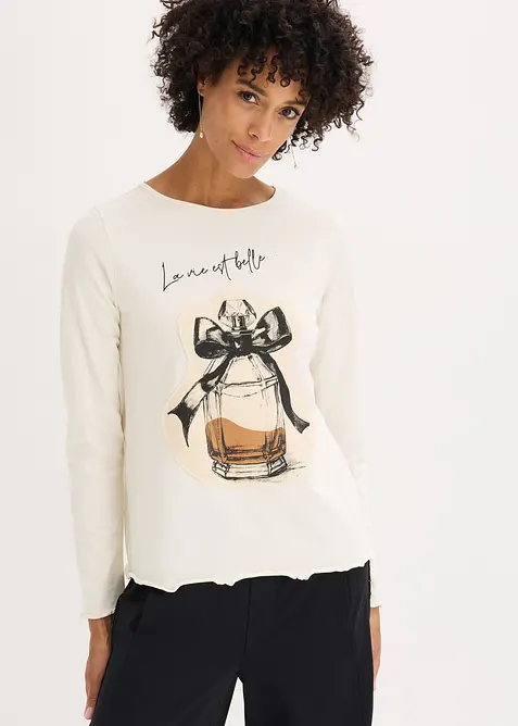 Maglia a maniche lunghe in cotone elasticizzato, bonprix