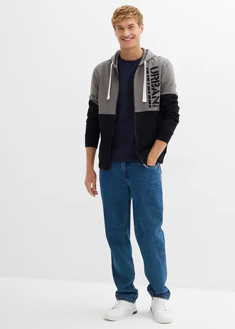 Felpa con zip e cappuccio in puro cotone biologico, bonprix