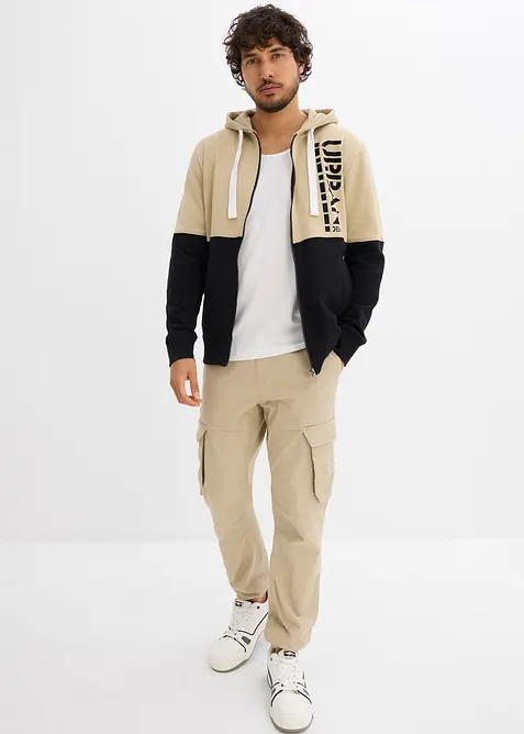 Felpa con zip e cappuccio in puro cotone biologico, bonprix