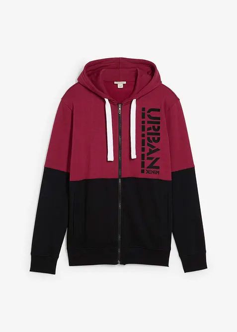 Felpa con zip e cappuccio in puro cotone biologico, bonprix