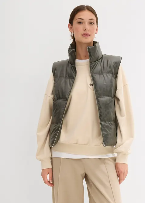 Gilet trapuntato in similpelle, bonprix
