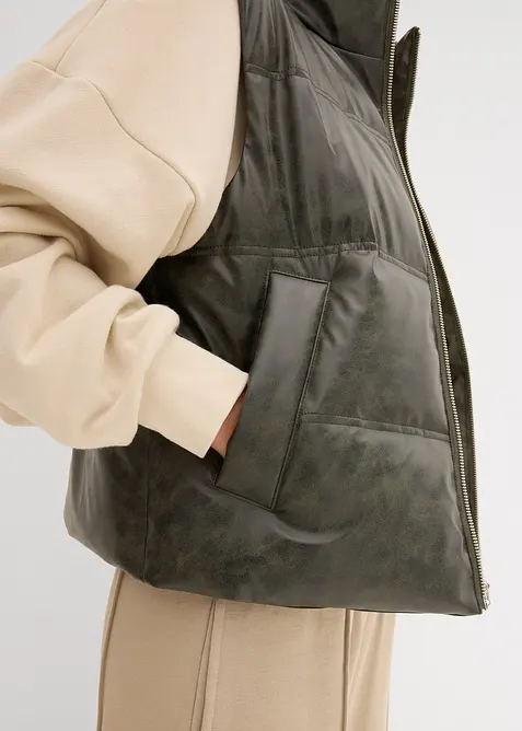 Gilet trapuntato in similpelle, bonprix
