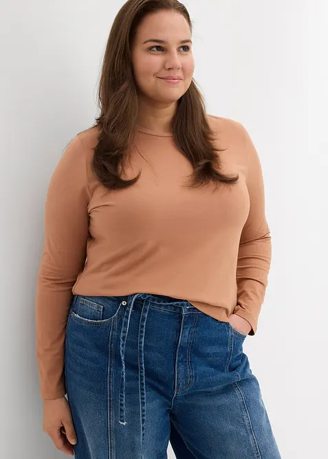 Maglia a maniche lunghe con puro cotone biologico (pacco da 2), bonprix