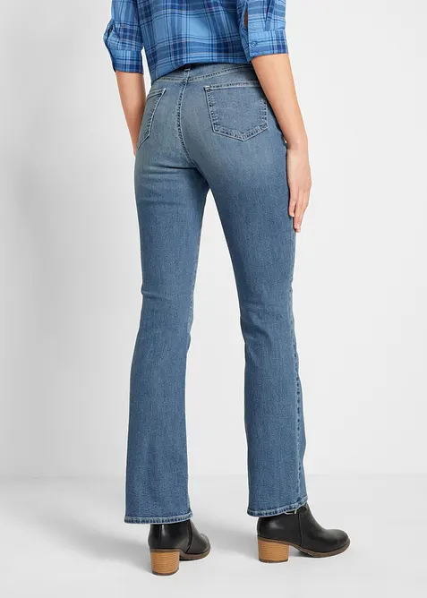 Jeans bootcut in cotone biologico, vita media, bonprix