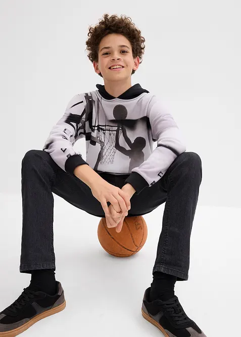 Felpa con cappuccio in misto cotone morbido, bonprix