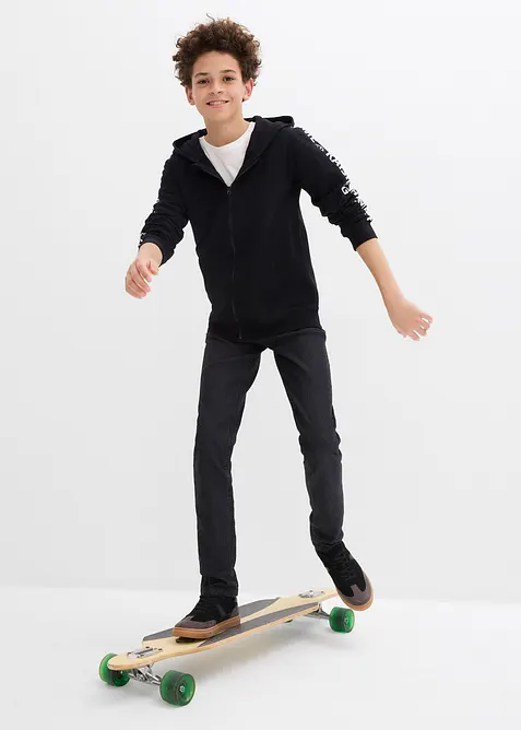 Felpa con zip e cappuccio in cotone biologico, bonprix