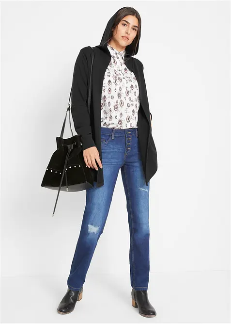 Felpa lunga aperta in misto cotone, bonprix