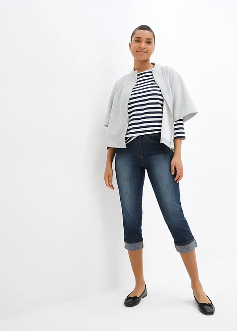 Jeans in cotone slim fit,  vita media, bonprix