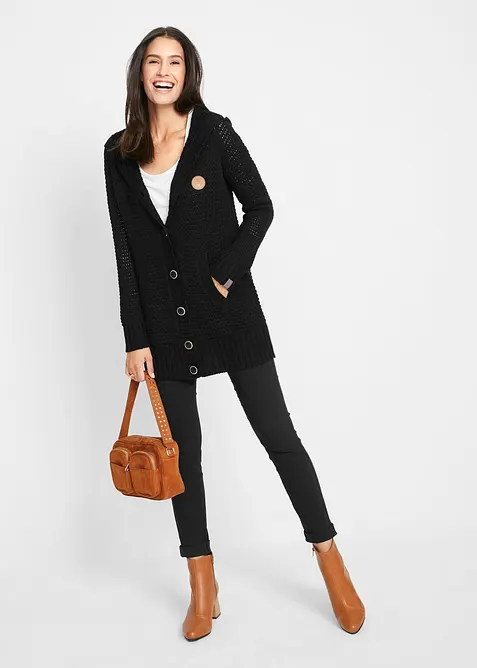 Cardigan lungo con cappuccio, bonprix