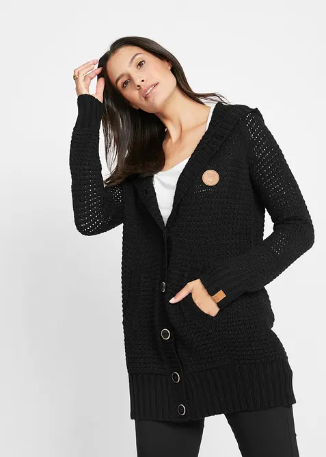 Cardigan lungo con cappuccio, bonprix