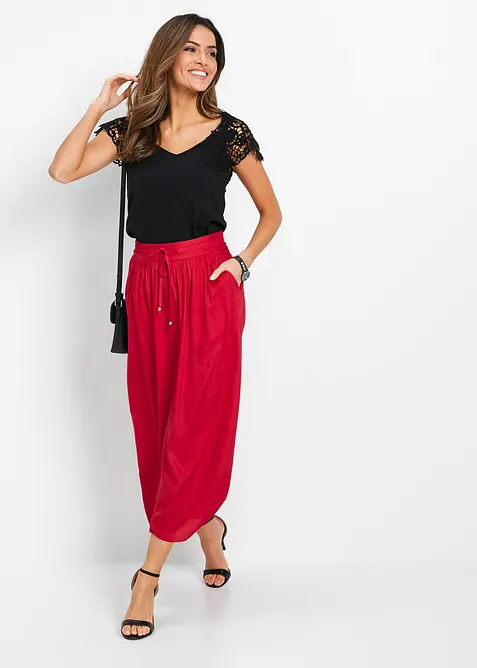 Gonna lunga in viscosa con cinta comoda e laccetto da annodare, bonprix