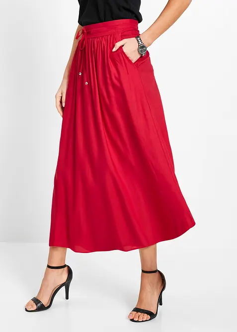 Gonna lunga in viscosa con cinta comoda e laccetto da annodare, bonprix