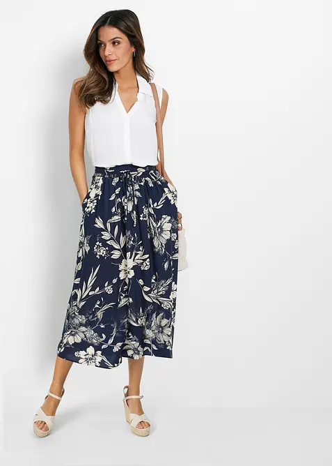 Gonna lunga in viscosa con cinta comoda e laccetto da annodare, bonprix