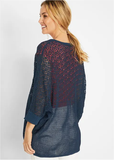 Cardigan lungo con motivo traforato, bonprix