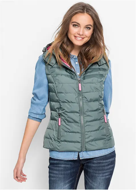 Gilet trapuntato con cappuccio, bonprix