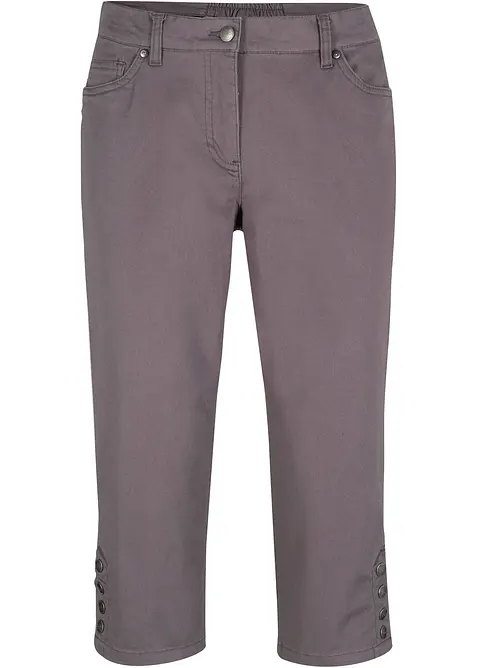 Pantaloni capri in cotone con cinta comoda e bottoni., bonprix
