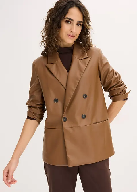 Blazer oversize in similpelle, bonprix