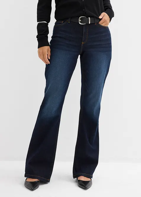 Jeans bootcut, vita media, bonprix