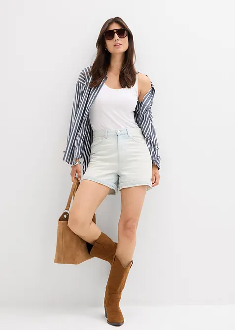 Shorts di jeans, vita alta, bonprix