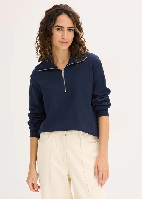 Felpa oversize con mezza zip, bonprix