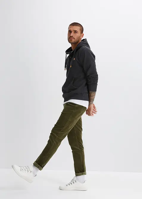 Felpa con cappuccio e dettagli in similpelle, garzata internamente, bonprix