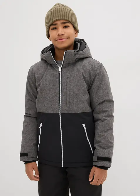 Giacca invernale imbottita in color block con cappuccio, bonprix