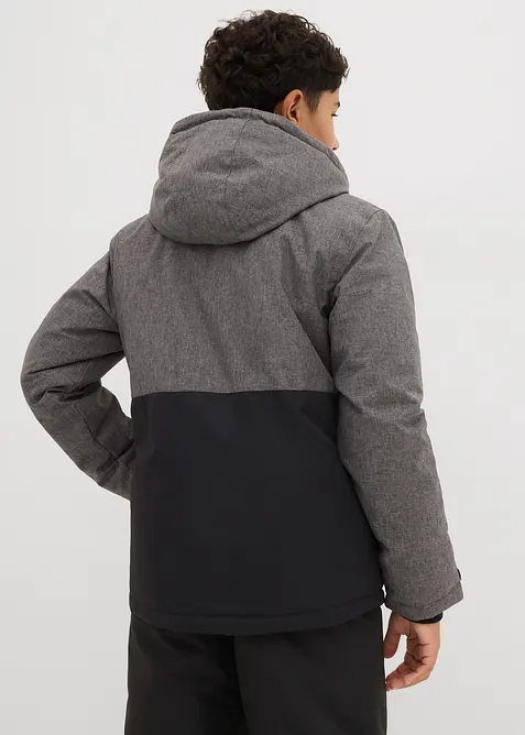 Giacca invernale imbottita in color block con cappuccio, bonprix