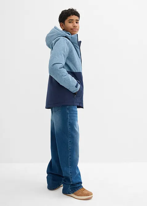 Giacca invernale imbottita in color block con cappuccio, bonprix