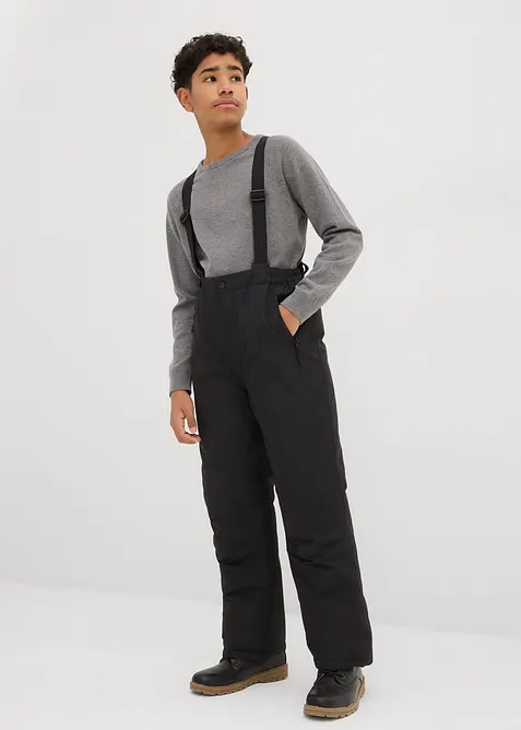 Pantaloni funzionali impermeabili con bretelle e fodera calda, bonprix
