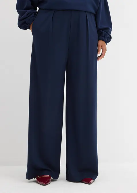 Pantaloni a palazzo in morbido punto di Roma, bonprix