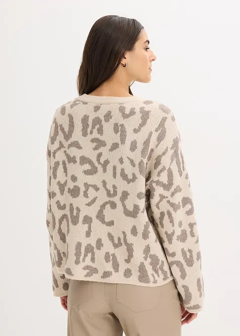 Maglione jacquard oversize con paillettes, bonprix