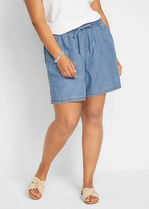 Shorts in denim leggero con lino, bonprix
